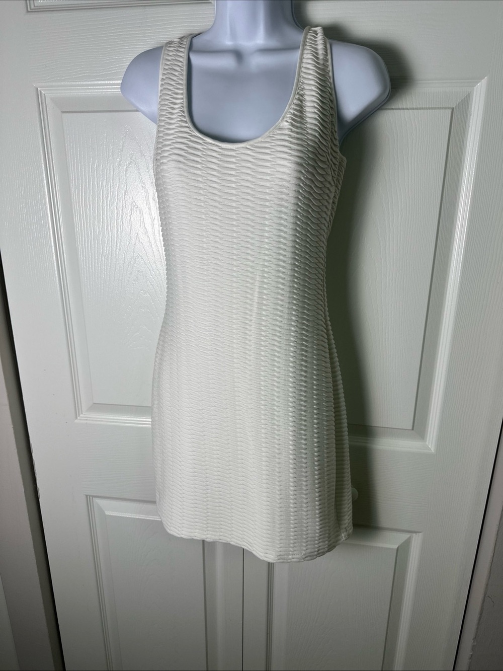Guess Textured Scoop Neck Tank Dress - Ivory